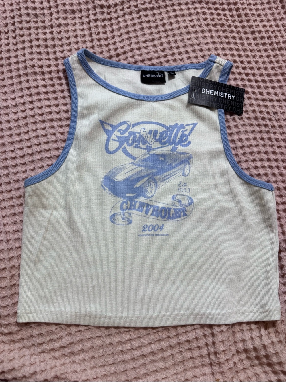 Chemistry Kids White & Light Blue Corvette Graphic Tank